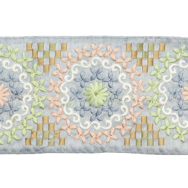 【数量5から】 手芸ブレード 『2024 インド刺繍ブレード グレー×グリーン M-122K』