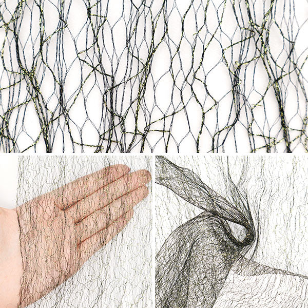 【数量5から】 生地 『ミルキーウェイチュール 星空ネット ブラック KT2413TC-04』