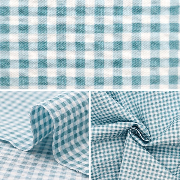 【数量5から】 生地 『リップル 大人のリップル ミニチェック ブルーグリーン RIPMCHE-BG』