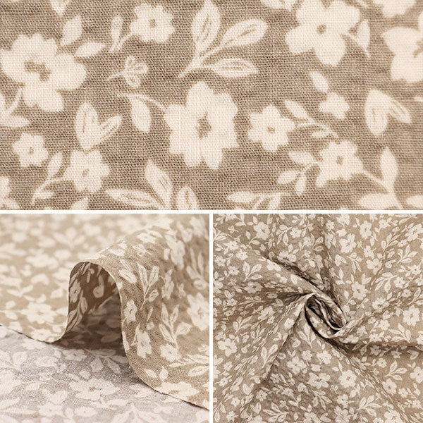 【数量5から】 生地 『リップル 大人のリップル シルエットフラワー グレージュ RIPSFL-GG』