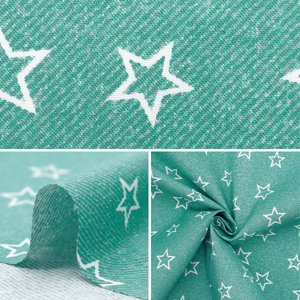 【数量5から】 生地 『シーチング デニムライクスター グリーン NO-DEST-A』