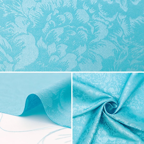 【数量5から】 生地 『サテンジャガード 大花 サックス SJ2407BB-15』