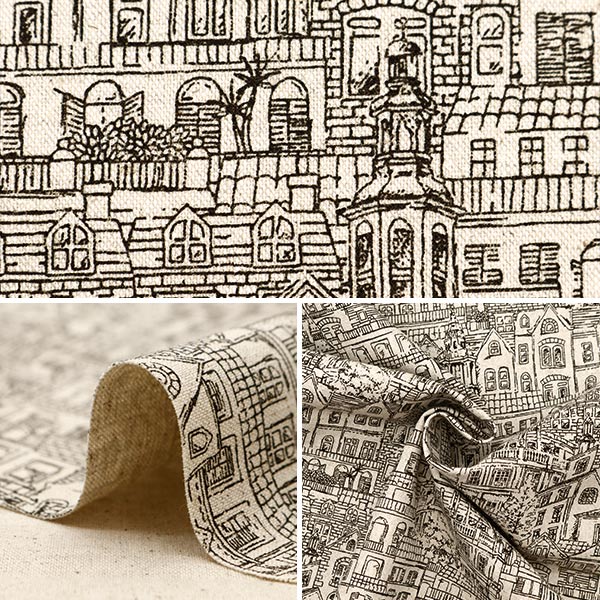 【数量5から】 生地 『綿麻キャンバス ホームタウン ブラウン CLCHOME-BR』