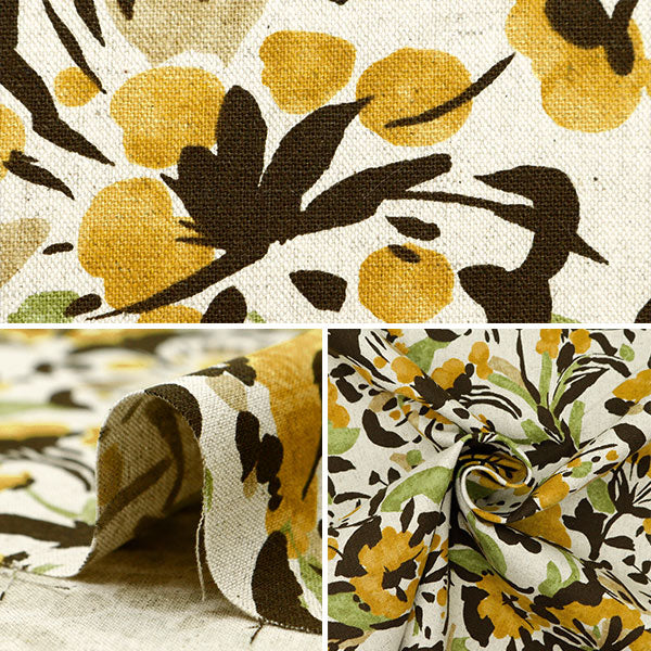 【数量5から】 生地 『綿麻キャンバス ワイルドフラワーズ イエロー CLCAWIFL-YE』