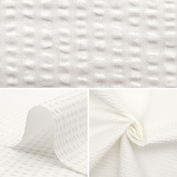 【数量5から】 生地 『ウェイビーシアー塩縮 ホワイト SALT-176WH』