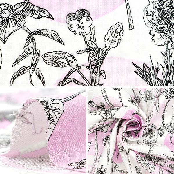 【数量5から】 生地 『日比谷花壇 花屋さんのお花柄 シーチング Geometric Dot柄 ピンク HBY-10007-PK』