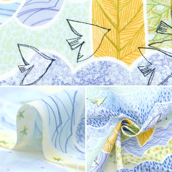 【数量5から】 生地 『みすゞうた 空のあちら ブルー KMS24-SA-BL』