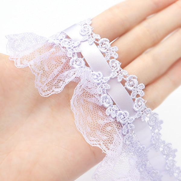 【数量5から】 レースリボンテープ 『リボン装飾レース 約55mm幅 パープル FR2344』