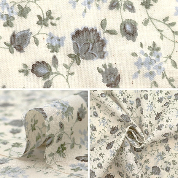 【数量5から】 生地 『スケア プロヴァンスガーデン ナガレバナ ナチュラル×グレー 850438-1-1』