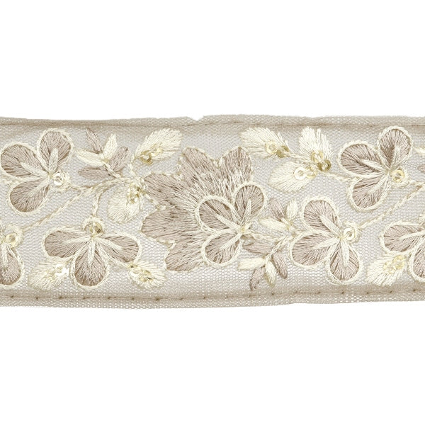 【数量5から】 手芸ブレード 『2024 インド刺繍ブレード ブラウン×ホワイト 3529I』