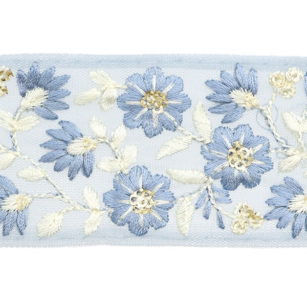 【数量5から】 手芸ブレード 『2024 インド刺繍ブレード グレー×ホワイト 3530B』