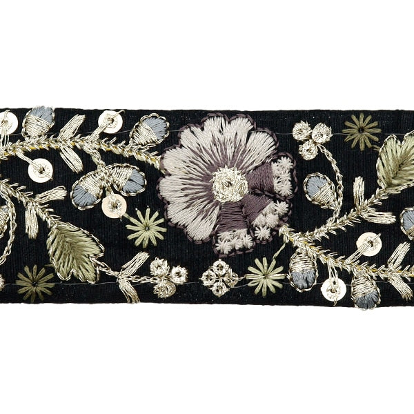 【数量5から】 手芸ブレード 『2024 インド刺繍ブレード ブラック×イエロー 47164C』