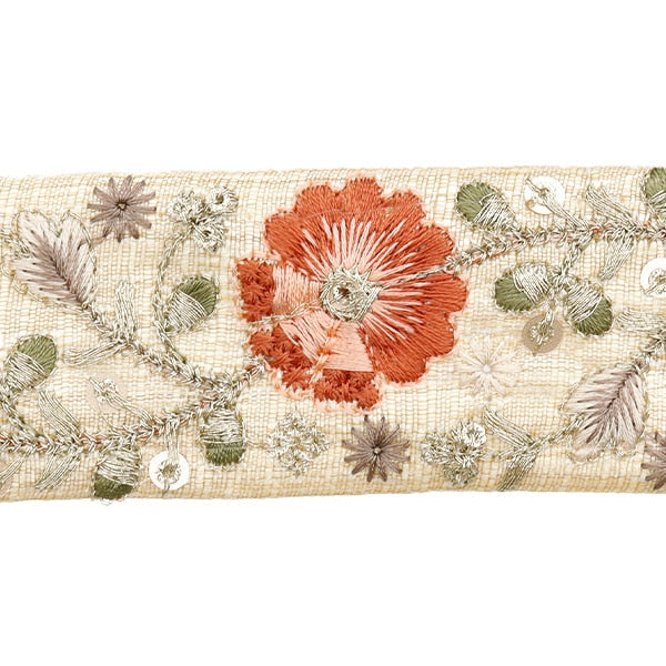 【数量5から】 手芸ブレード 『2024 インド刺繍ブレード ベージュ×パープル 47164D』