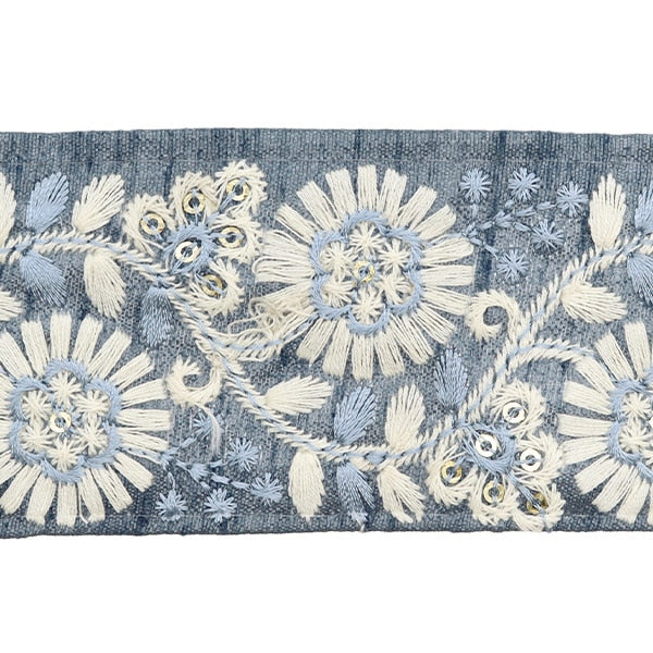 【数量5から】 手芸ブレード 『2024 インド刺繍ブレード グレー×ホワイト 47166A』