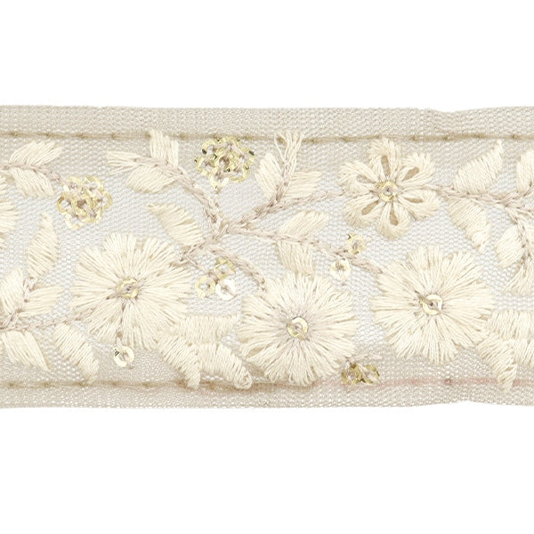 【数量5から】 手芸ブレード 『2024 インド刺繍ブレード ブラウン×ホワイト 47167I』