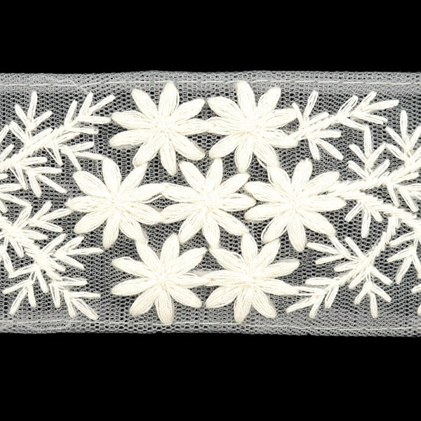 【数量5から】 手芸ブレード 『2024 インド刺繍ブレード グレー×ホワイト M-125#5』