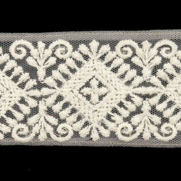 【数量5から】 手芸ブレード 『2024 インド刺繍ブレード グレー×ホワイト M-126#1』