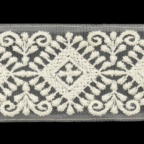 【数量5から】 手芸ブレード 『2024 インド刺繍ブレード グレー×ホワイト M-126#4』