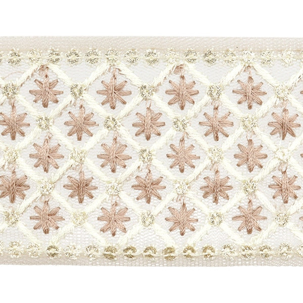 【数量5から】 手芸ブレード 『2024 インド刺繍ブレード ブラウン×ブラウン M-215E』