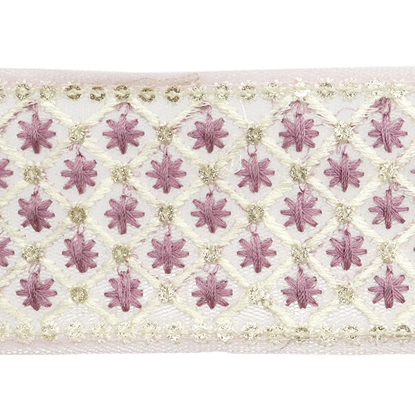 【数量5から】 手芸ブレード 『2024 インド刺繍ブレード パープル×パープル M-215M』