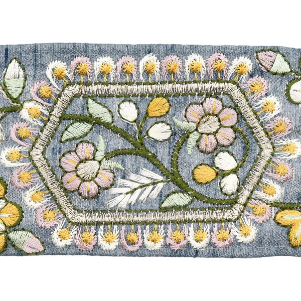 【数量5から】 手芸ブレード 『2024 インド刺繍ブレード グレー×イエロー M-231E』