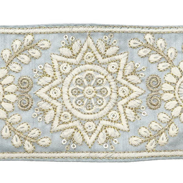 【数量5から】 手芸ブレード 『2024 インド刺繍ブレード グレー×ホワイト M-294A13』