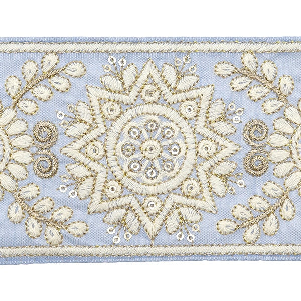 【数量5から】 手芸ブレード 『2024 インド刺繍ブレード グレー×ホワイト M-294A2』