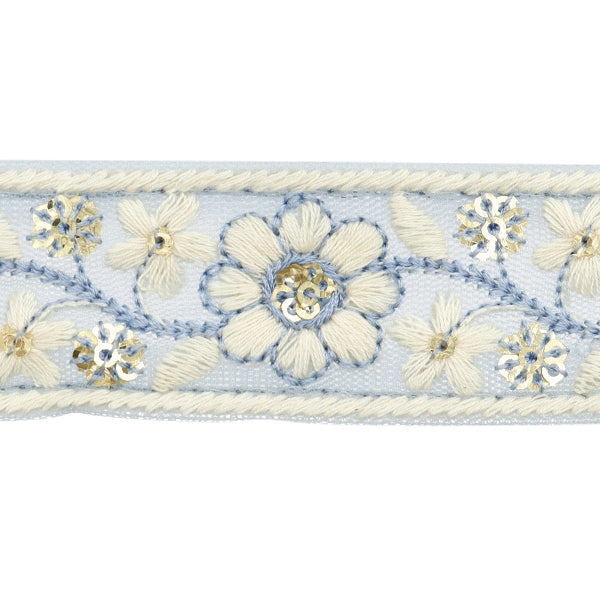 【数量5から】 手芸ブレード 『2024 インド刺繍ブレード グレー×ホワイト M-303J』