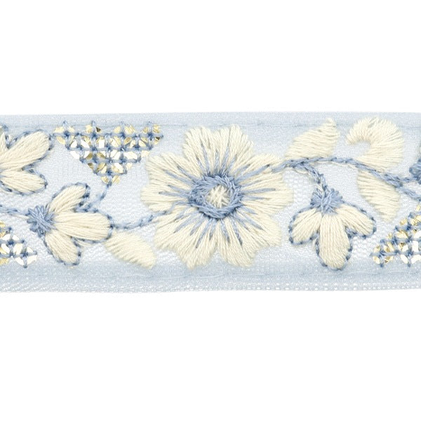 【数量5から】 手芸ブレード 『2024 インド刺繍ブレード グレー×ホワイト M-304F』