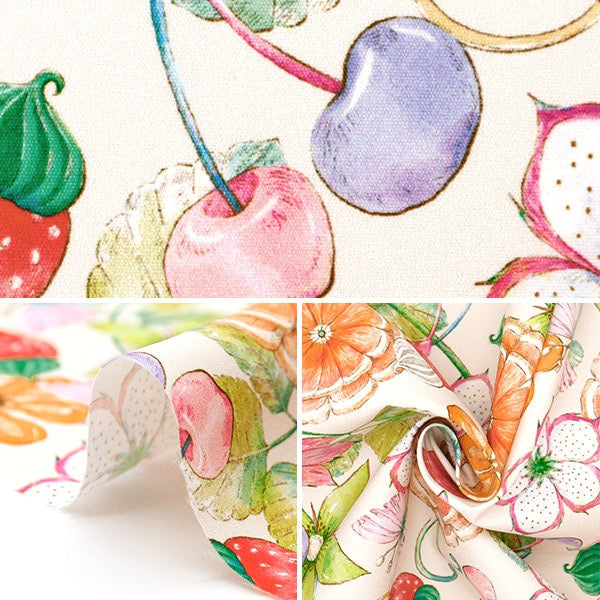 【数量5から】 生地 『はっ水ポリエステル 模様デザイナーmayaシリーズ フルーツフラワー INMA-FFL-MIX』