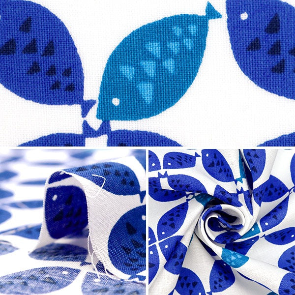 【数量5から】 生地 『スケア キッズフェス おさかな七宝 ブルー 850448-1-1』