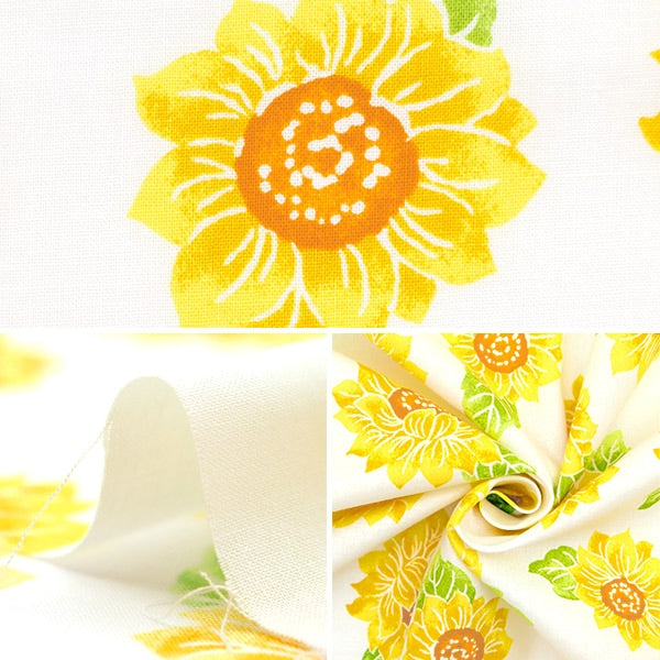 【数量5から】 生地 『スケア キッズフェス ひまわり ホワイト 850451-1-1』