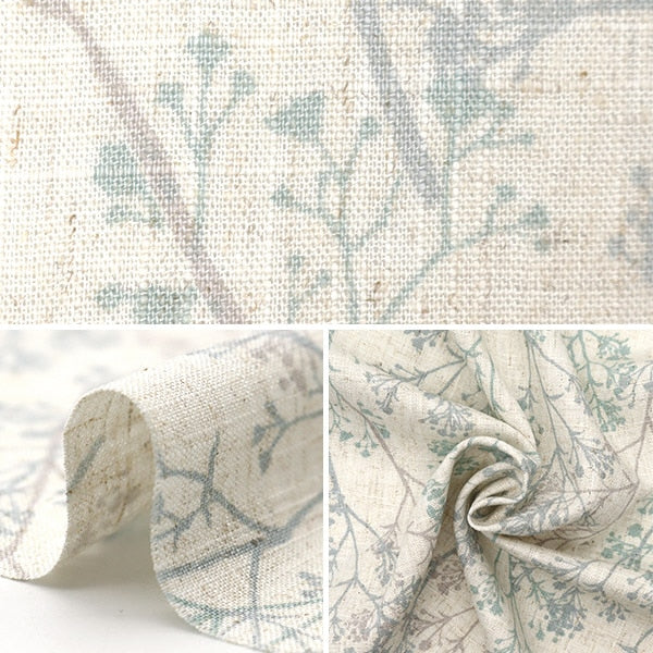 【数量5から】 生地 『とろみリネンプリント カスミソウシルエット キナリ×ブルー LIRYP-KAS-NA』