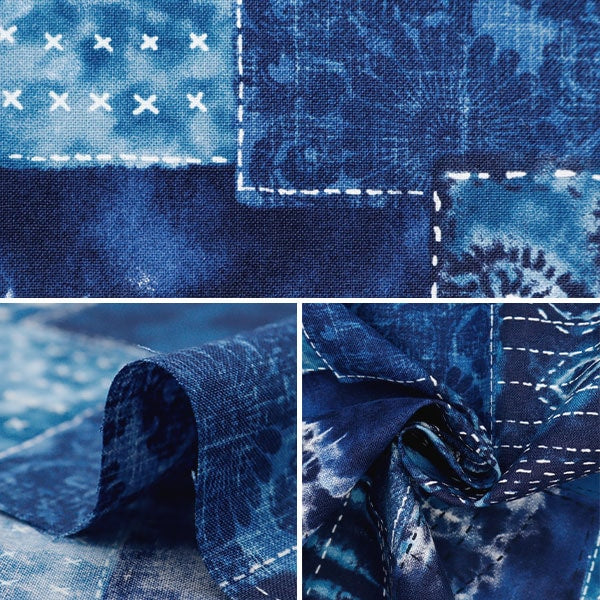 【数量5から】 生地 『シーチング 絞り染め刺し子風 SO-58700-2A』