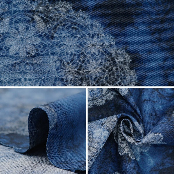 【数量5から】 生地 『オックス 絞り染め風レース柄 SO-58600-1A』