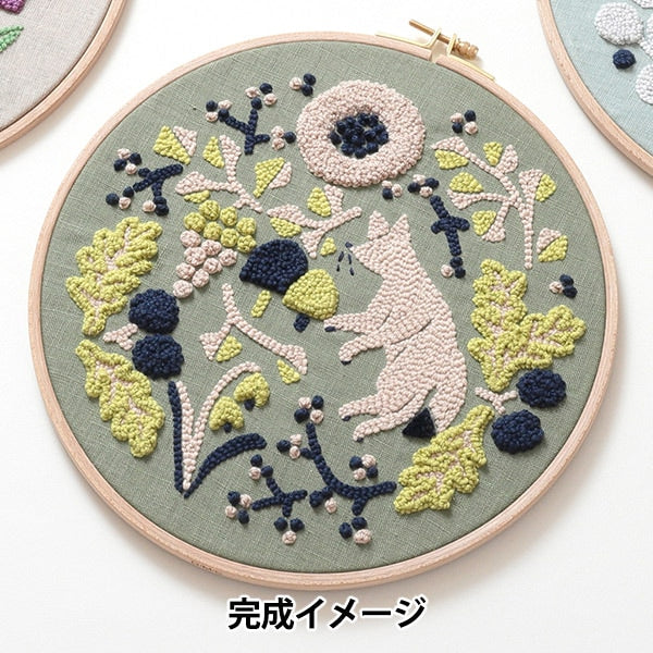 Embroidery kit "Punchle Kit Kitsineno Komichi JPT79" DMC x points and linear patterns
