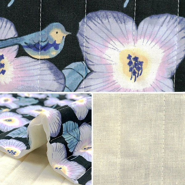 Tissu "Misuzu Uta Sora pas de courtepointe de fleurTissu coupé Environ 105 cm x 50 cm CQKMS24SF-BK"
