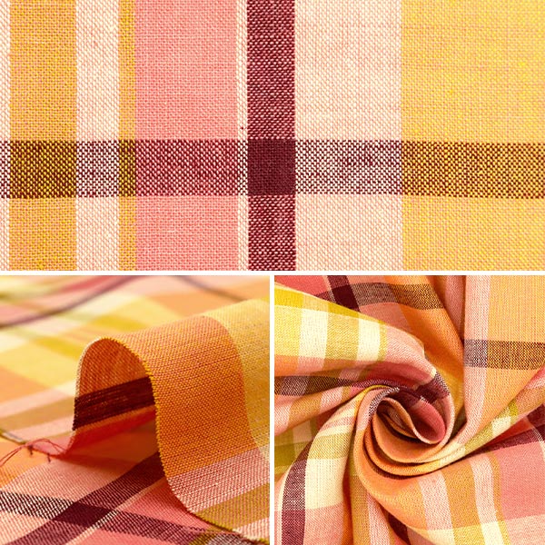 【数量5から】 生地 『マドラスチェック イエローオレンジ INM24-YEOR』