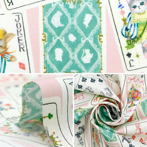 【数量5から】 生地 『60ローンデジタルプリント 22fabric トランプメイト ピンク DP-4435-5A』