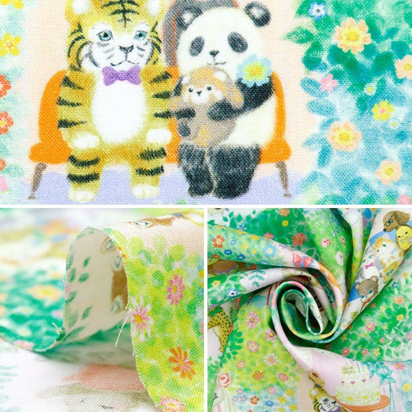 【数量5から】 生地 『60ローンデジタルプリント 22fabric メルシーン グリーン DP-4435-7A』