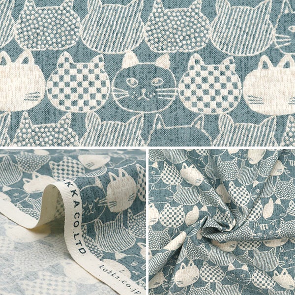 【数量5から】 生地 『シーチング微起毛 mist 猫 YPA-56000-2A』 KOKKA コッカ