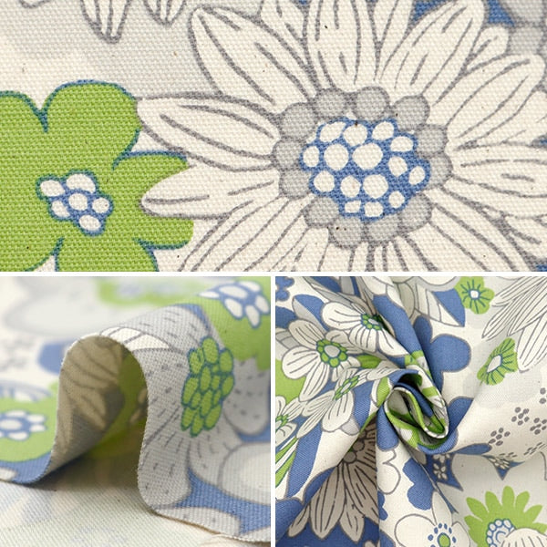 【数量5から】 生地 『NOVA オックス ライン大花 ブルーグリーン NOX-LBFL-BLGN』 KOKKA コッカ