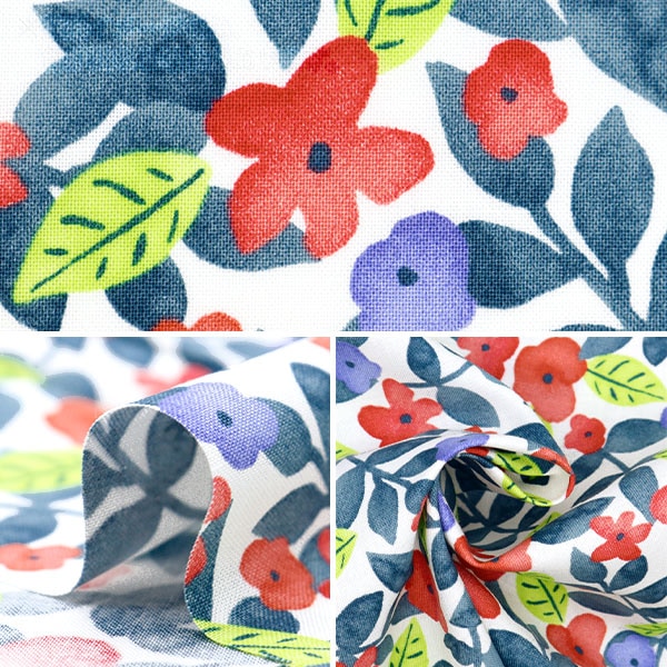 【数量5から】 生地 『NOVA シーチング水彩小花 ホワイト NSE-WALFL-WH』 KOKKA コッカ 【ユザワヤオリジナル】