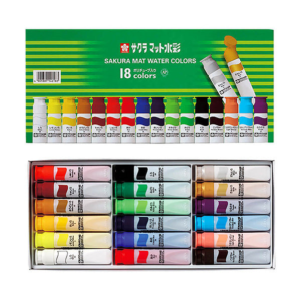 Paints "Matt WaterColor Politube 18 Set di colori MW18PE" Sakura Sakura Crepass