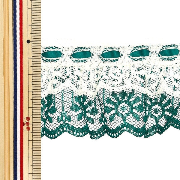 【数量5から】 レースリボンテープ 『レース ダークグリーン 000614 K-C55 チープレース』