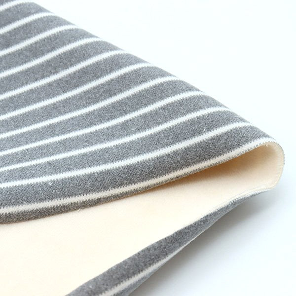 【数量5から】 生地 『ボンディングニット ボーダー グレー BN201-02GY』