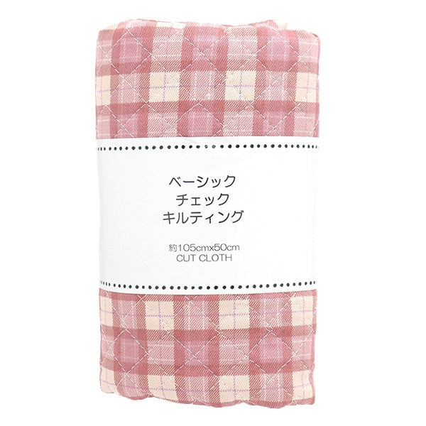 生地 『ツイルベーシックチェック キルトカットクロス 約105×50cm ピンク CQ88320-1-13』