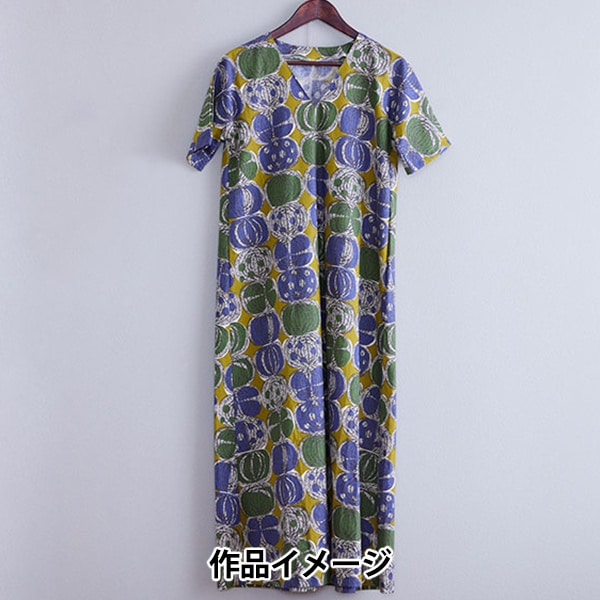 【数量5から】 生地 『綿麻シーチング アフリカンファブリックスタイル オニオン柄 イエロー YKA-21000-2C』 KOKKA コッカ