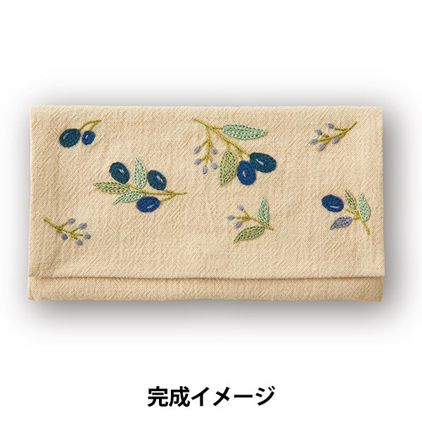 刺しゅうキット 『フランス刺しゅうキット 花言葉のたしなみポーチ オリーブ 9088』 Olympus オリムパス