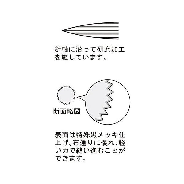 手縫い針 『キルティング針 No.8 ブラック 10本入り 57-148』 Clover クロバー
